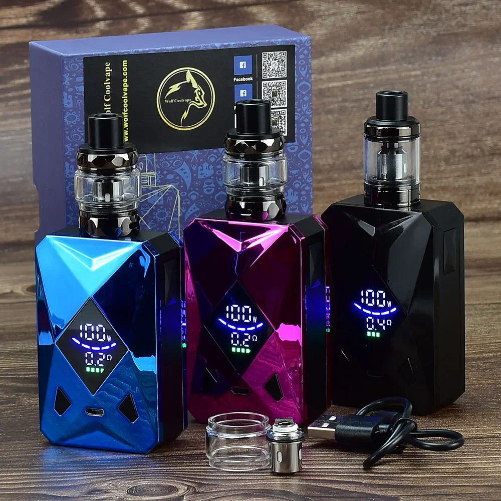 Wolf Coolvape 100W Box Mod zestaw do e-papierosa m6 zestaw z modem 4ml vaper atomizer 2600mah bateria do elektronicznego papierosa zestaw Vape