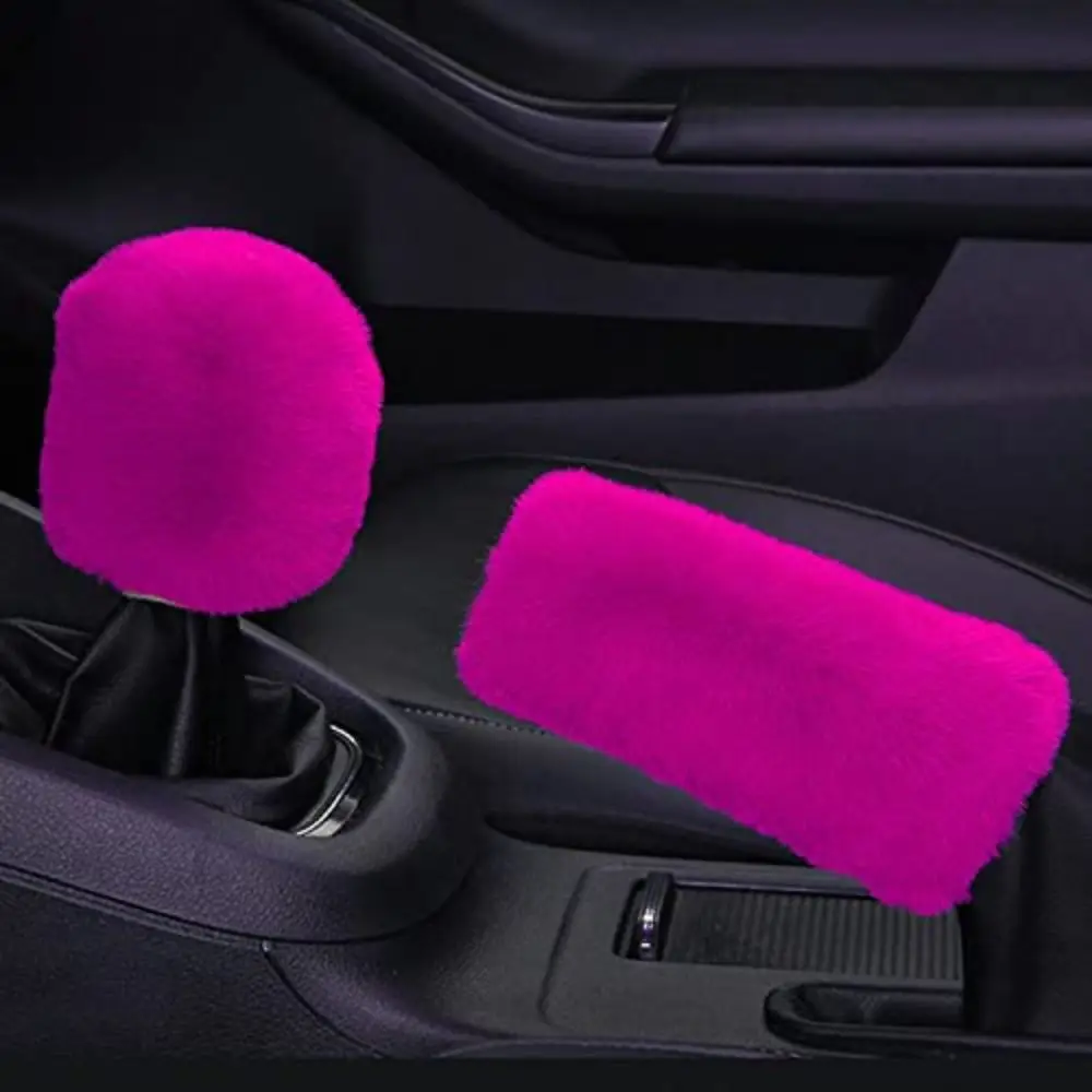 6Pcs/Set Soft Fluffy Plush Car Steering Wheel Cover Seat Belt Shoulder Pads Winter Auto Center Armrest Cove Car Accessory Warm