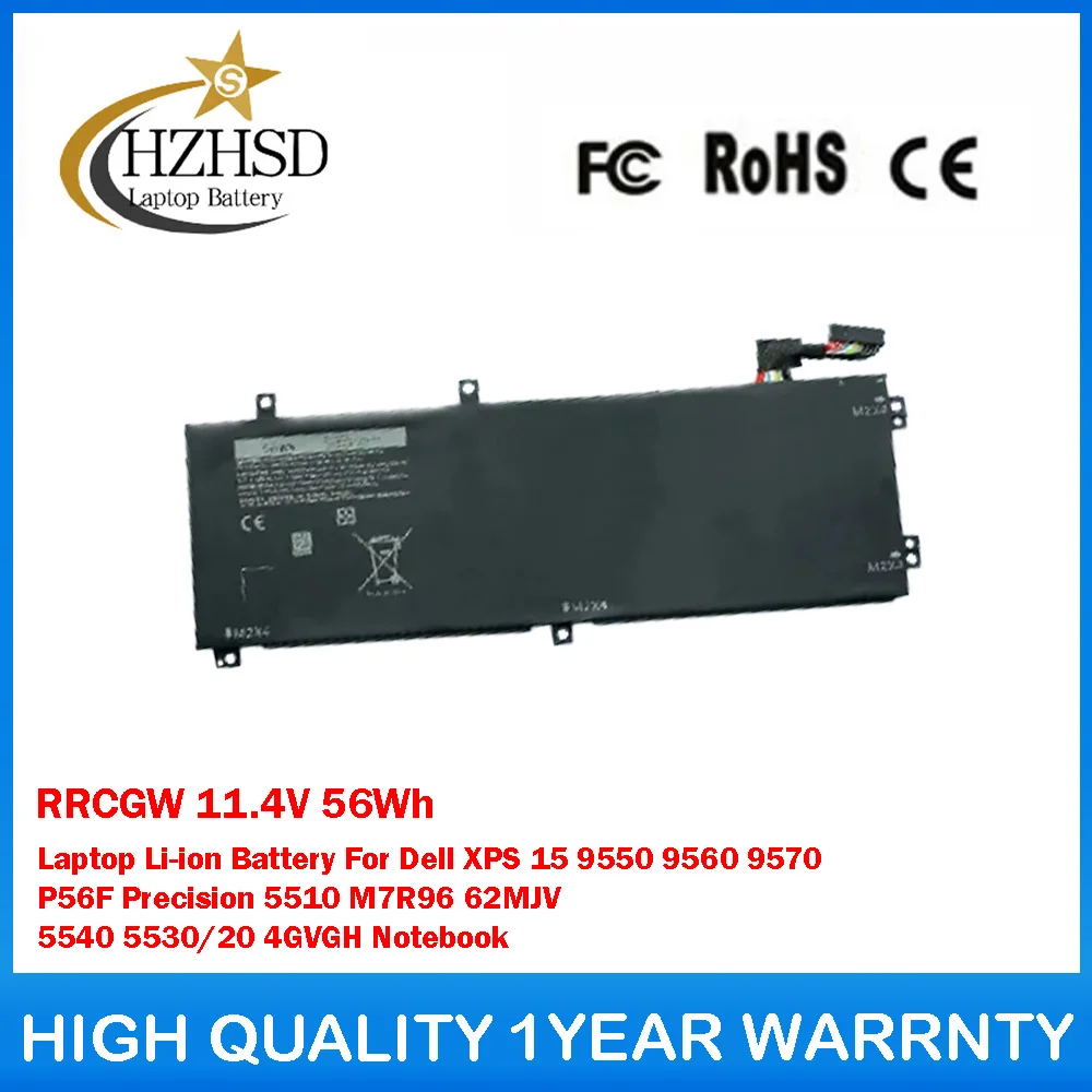 

RRCGW 11.4V 56Wh Laptop Li-ion Battery For Dell XPS 15 9550 9560 9570 P56F Precision 5510 M7R96 62MJV 5540 5530/20 4GVGH
