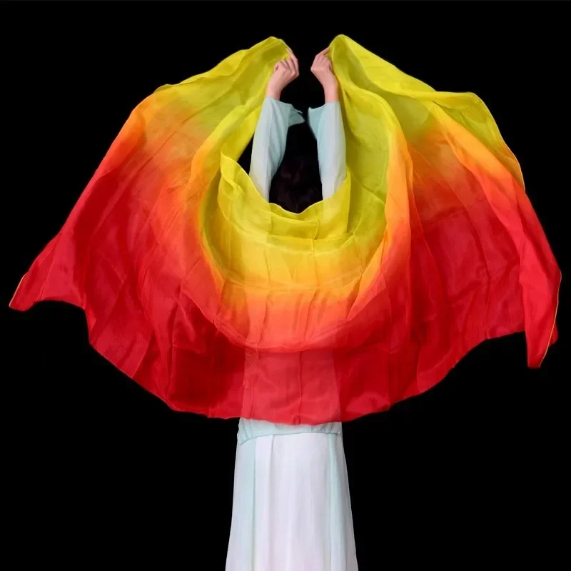 Accessoires de danse du ventre pour femmes, châle en voile de soie, 100% soie véritable, 250x114cm, dégradé de couleur teint, accessoires de pratique pour Performance