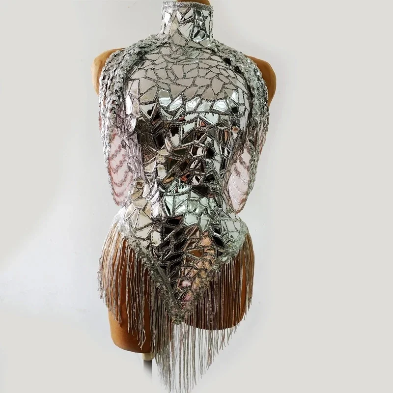 Parkly Pailletten Turnpakje Bling Sexy Dans Franjes Bodypak Verjaardag Outfit Zangeres Podiumkleding
