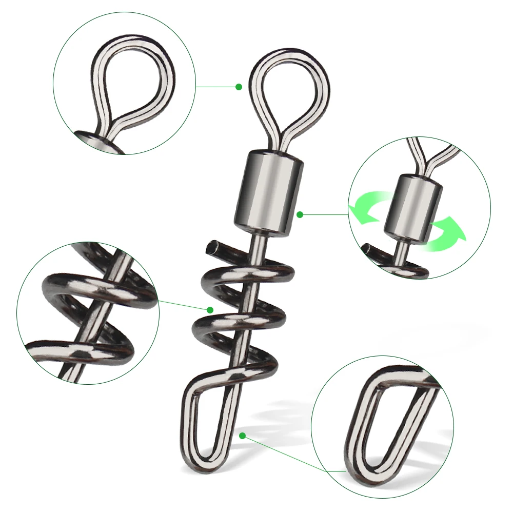 낚시 미끼 커넥터, 롤링 스위블 나사 스냅 볼 베어링 롤링 스위블 솔리드 링 낚시 커넥터 낚시 바늘, 25 개