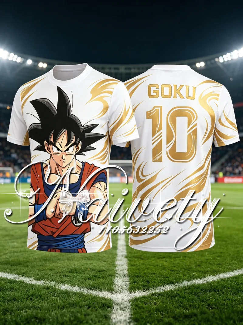 Summer Hot Sale Dragon Ball Base Form GOKU 3DPrint Soccer Jersey Quick Dry Anime T-shirt Unisex Sports Football Short Sleeve Top