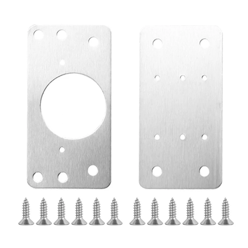 63HA 2 Pcs/set Hinge Repair Plate with Hole Mounting Bracket for Wooden Furniture