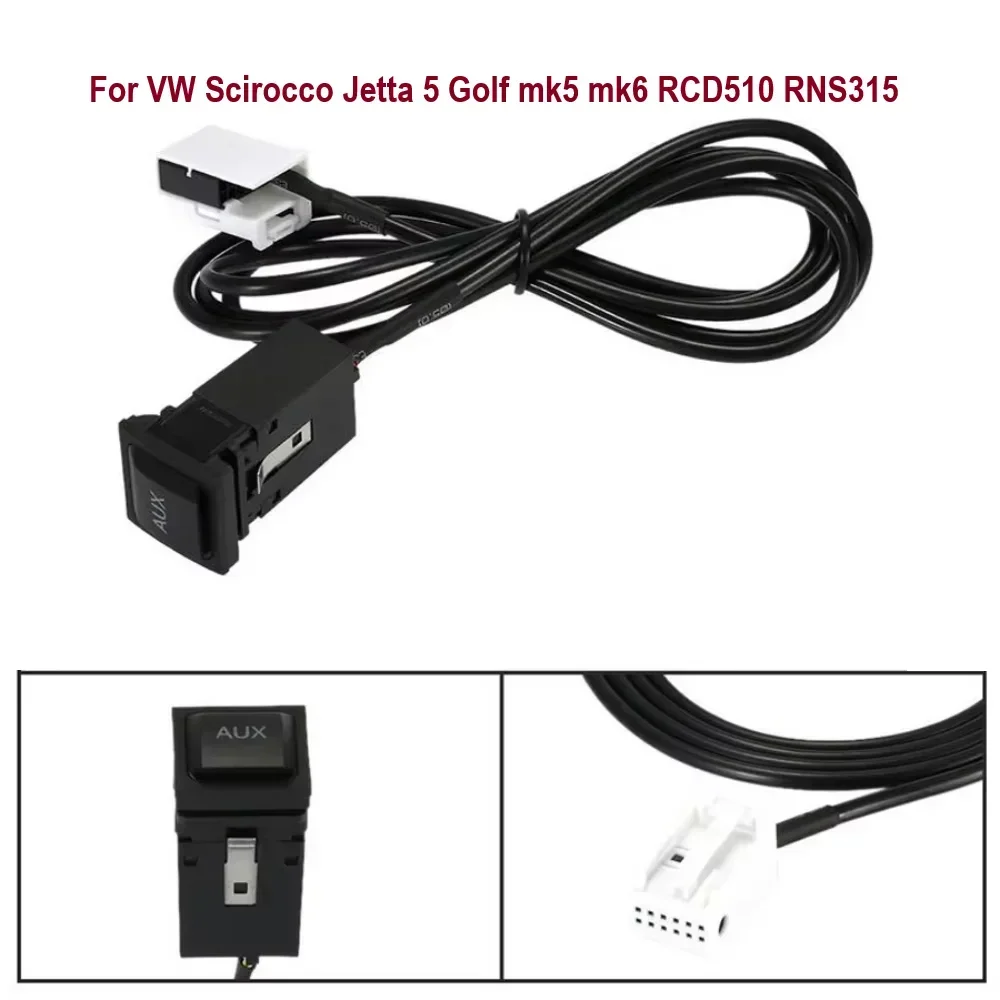 Car Audio Plug Adapter For VW Jetta 5 Golf MK5 MK6 Scirocco RCD510 RNS315 1 Set AUX Switch Connection Harness Cable