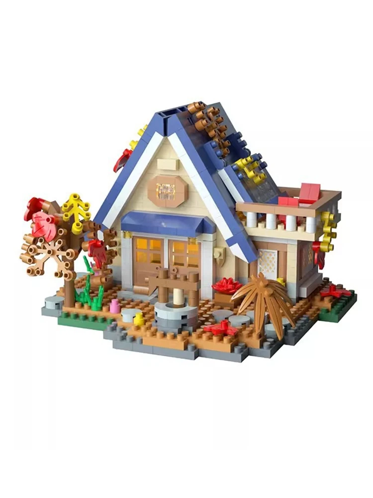 Creatieve straatbeeld bouwmodel bouwstenen bos boomhut puzzel windmolen boomhut decoratie speelgoed - afbeelding 2