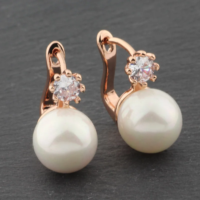 Luxury Quality Jewelry Natural Zircon Drop Earrings For Women  585 Rose Gold Color Pearl Earrings Fashion Jewelry 2022