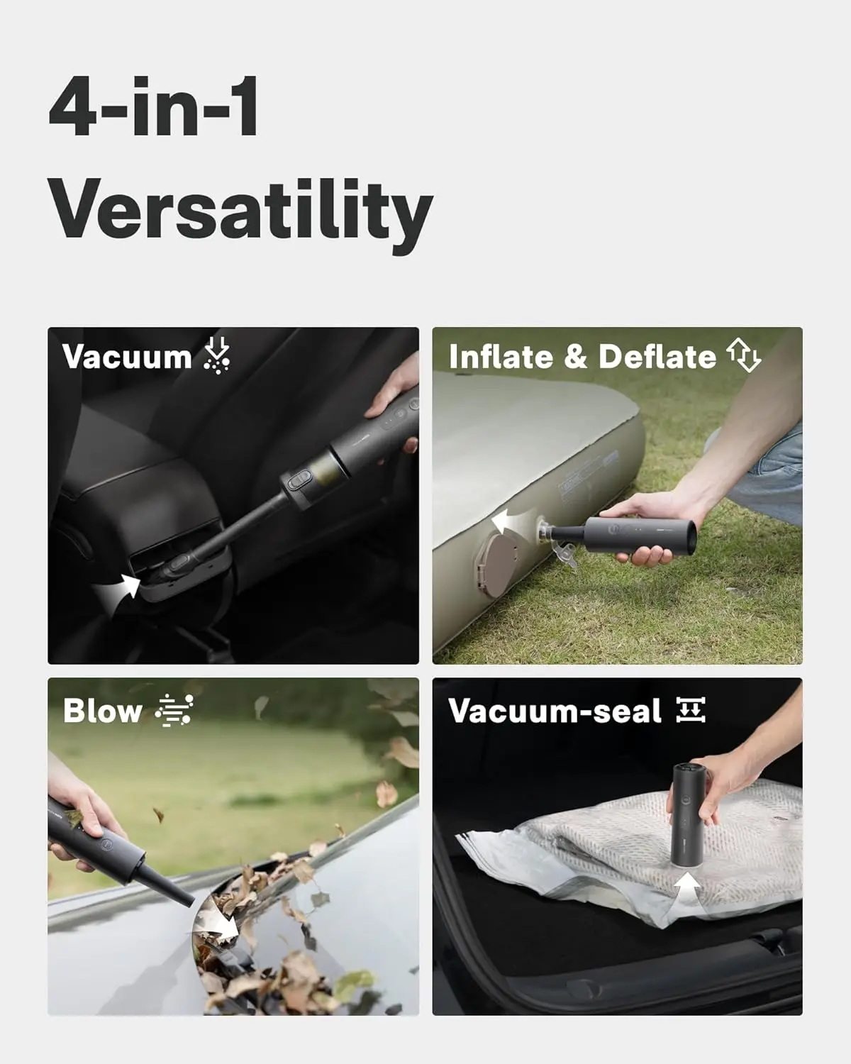 مكنسة كهربائية محمولة 4 في 1 لاسلكية مع شفط 20000 باسكال، منفضة هواء محمولة للسيارة والمنزل وتنظيف المكاتب