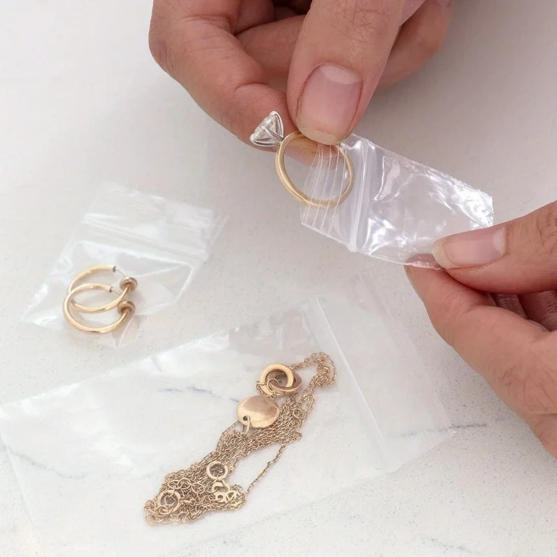 100Pcs 8×12cm Clear Zip Lock Bags - Waterproof Resealable Poly Bags for Jewelry, Beads & Small Parts Storage
