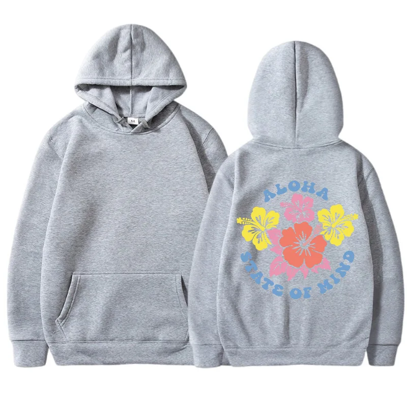 ALOHA STATE OF MIND Tops European and American new loose and comfortable letter pattern printed hooded sweatshirt