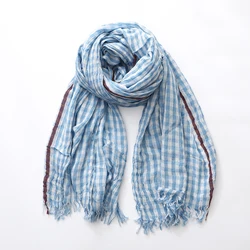 Cotton Linen Plaid Fashion Women Scarf Autumn Winter Warm Neckerchief Pashmina Casual Male Accessories Tassel Bufandas Shawls