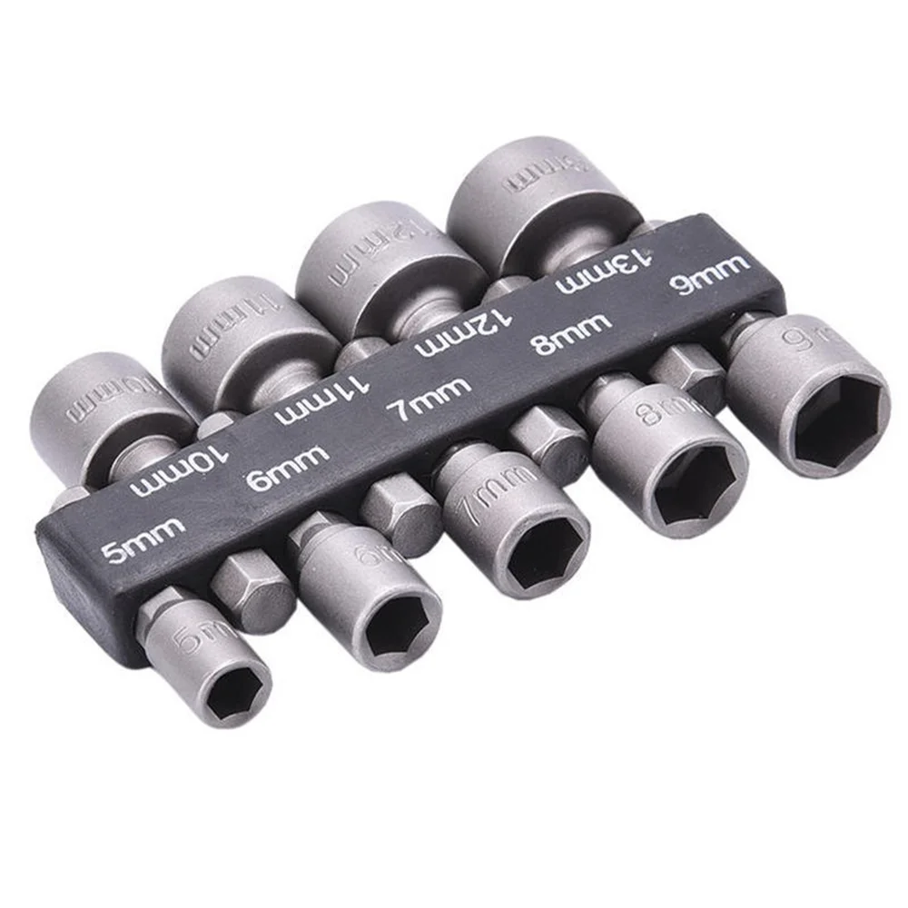 9Pcs Power Nut Driver Hex Shank Drill Bit Adapter Socket Wrench Screw Tool 5mm-13mm Magnetic Adapter Shank Screw Drill