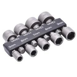 9 sztuk moc śrubokręt nasadkowy uchwyt sześciokątny Adapter wiertła centrującego gniazdo klucz śruba narzędzie 5mm-13mm Adapter magnetyczny Shank wiertło śrubowe