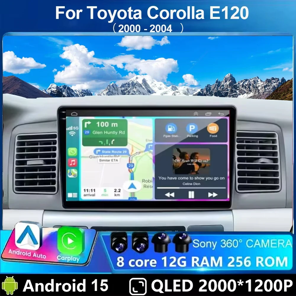 

Автомагнитола Android 15 для Toyota Corolla E120 2001-2004: Мультимедийный видеоплеер, навигация, Wi-Fi, 4G, CarPlay, Auto