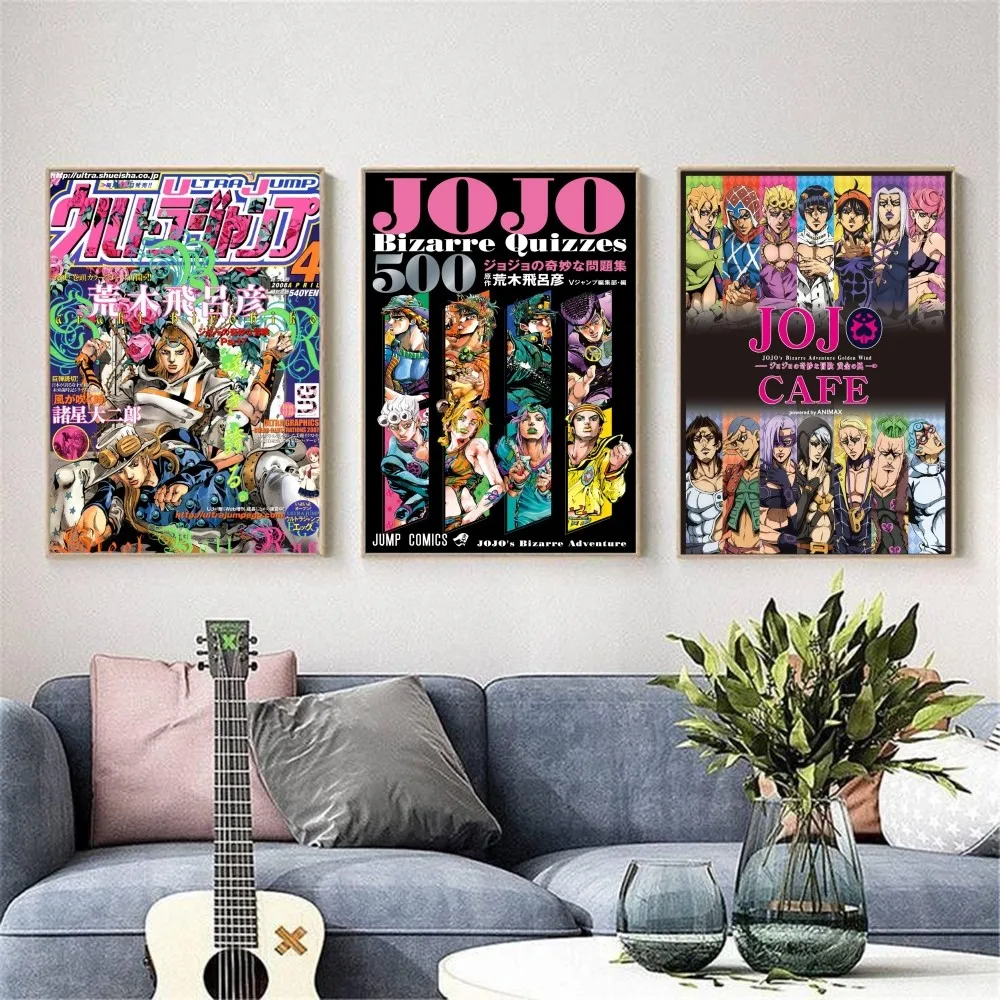 Anime JoJo Bizarre Adventure Retro Poster HD art sticky wall waterproof home living room bedroom bar aesthetic decoration