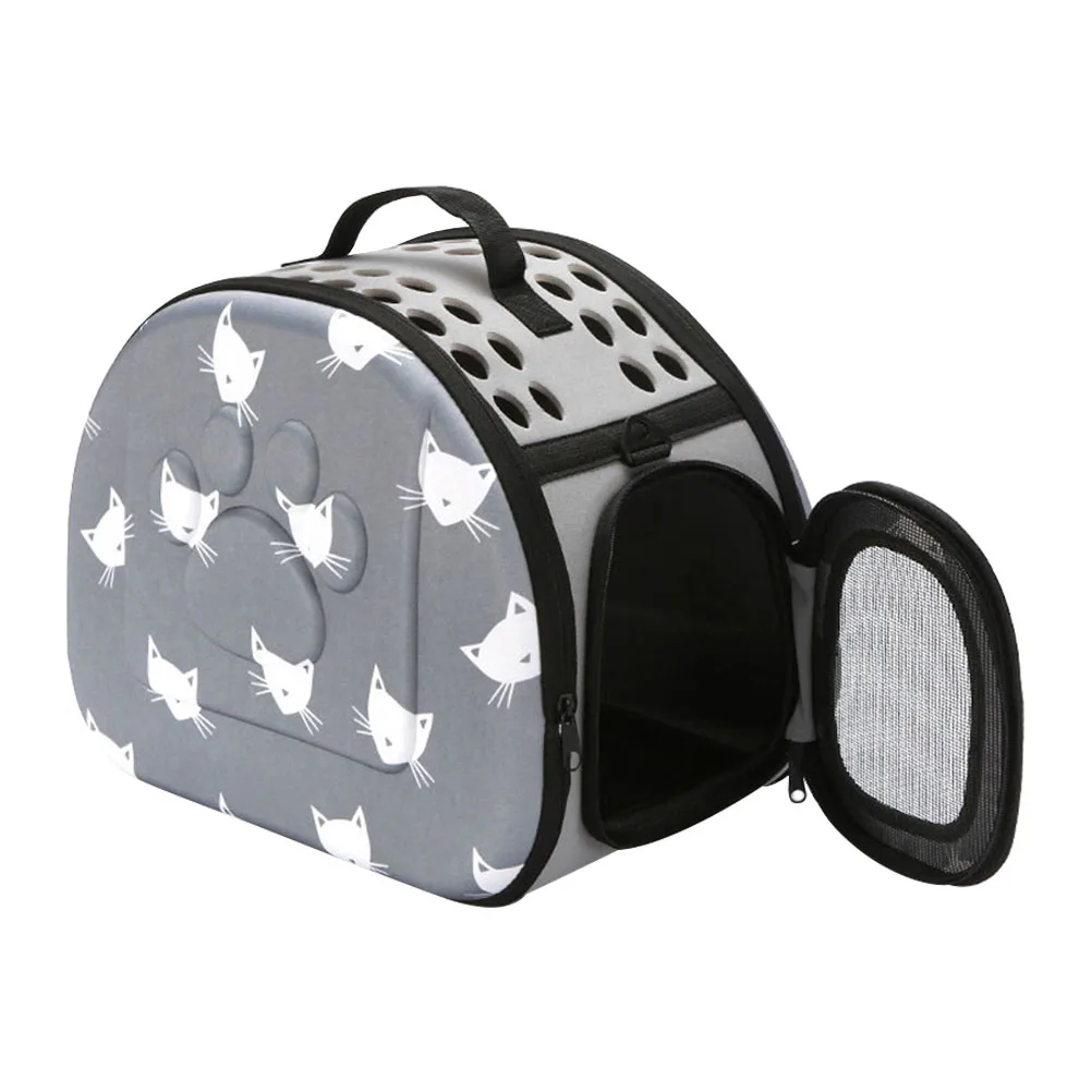 حقيبة ظهر للسفر للحيوانات الأليفة والقطط وحقيبة حمل على شكل قفص باللون الرمادي في الهواء الطلق للقطط #6