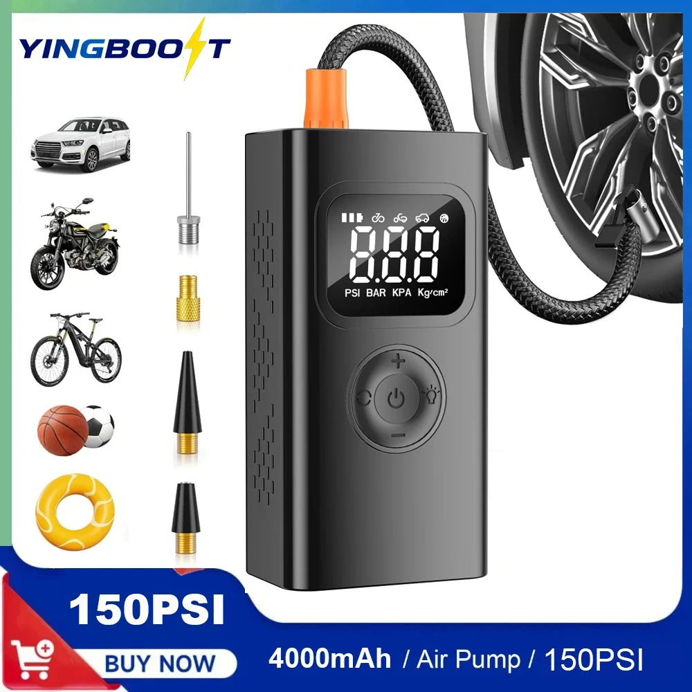 

YINGBOOST Air Pump Electric Tire Inflator Intelligent Digital Display Tire Inflator for Car Motorcycle Bicycle Air Compressor
