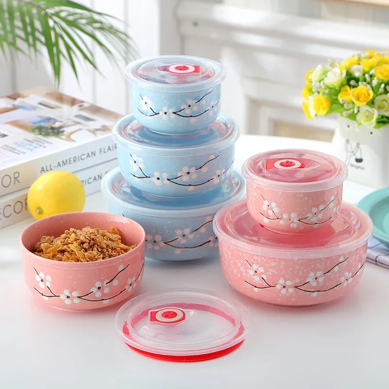 Ceramic Fresh-keeping Box Fresh-keeping Bowl Lunch Box Lunch Box Lunch Box Sealed Refrigerator Storage Box Microwave Oven