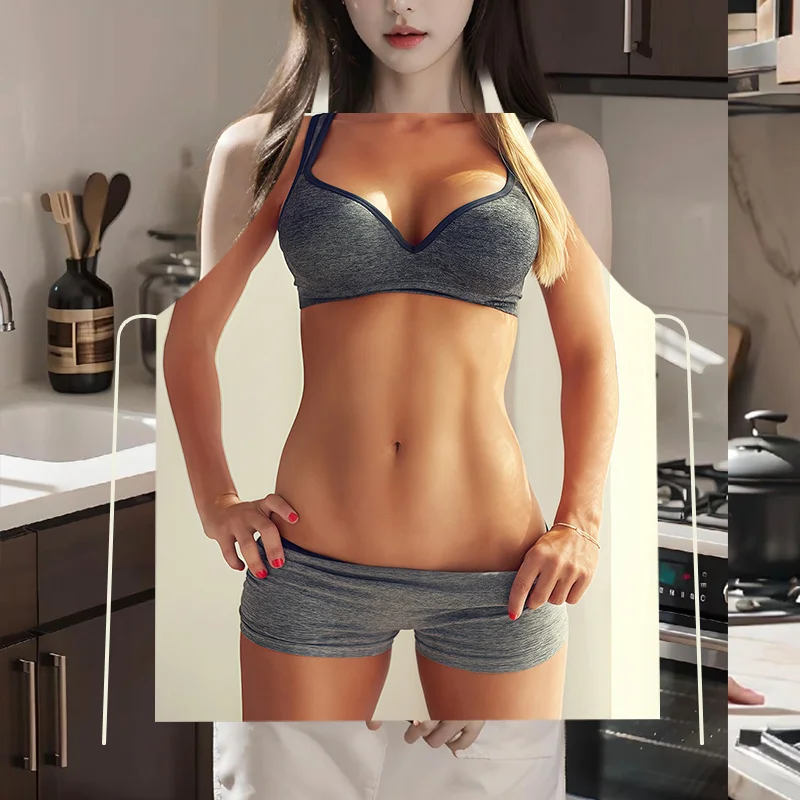 

1pc Sexy Fitness Girl Apron Linen Kitchen Cooking Baking BBQ Chef Gift For Him Her Novelty Funny Apron