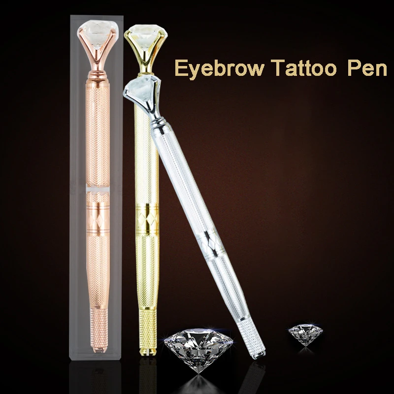 Professional 3D Eyebrow Embroidery Tattoo Manual Pen Microblading Eyebrow Lip with Crystal Diamond Permanent Tattoo Accessories