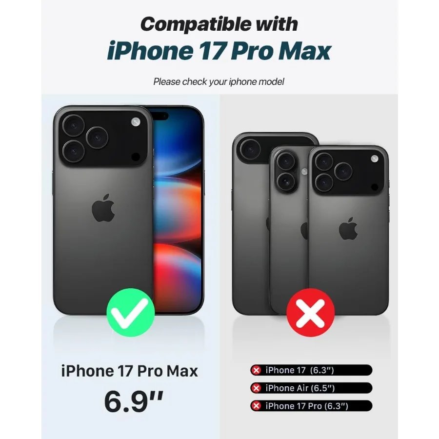 حافظة محفظة قابلة للفصل لهاتف آيفون 17 برو ماكس مع حامل بطاقة 2 في 1 من جلد البولي يوريثان مع حامل حجب RFID وحزام معصم