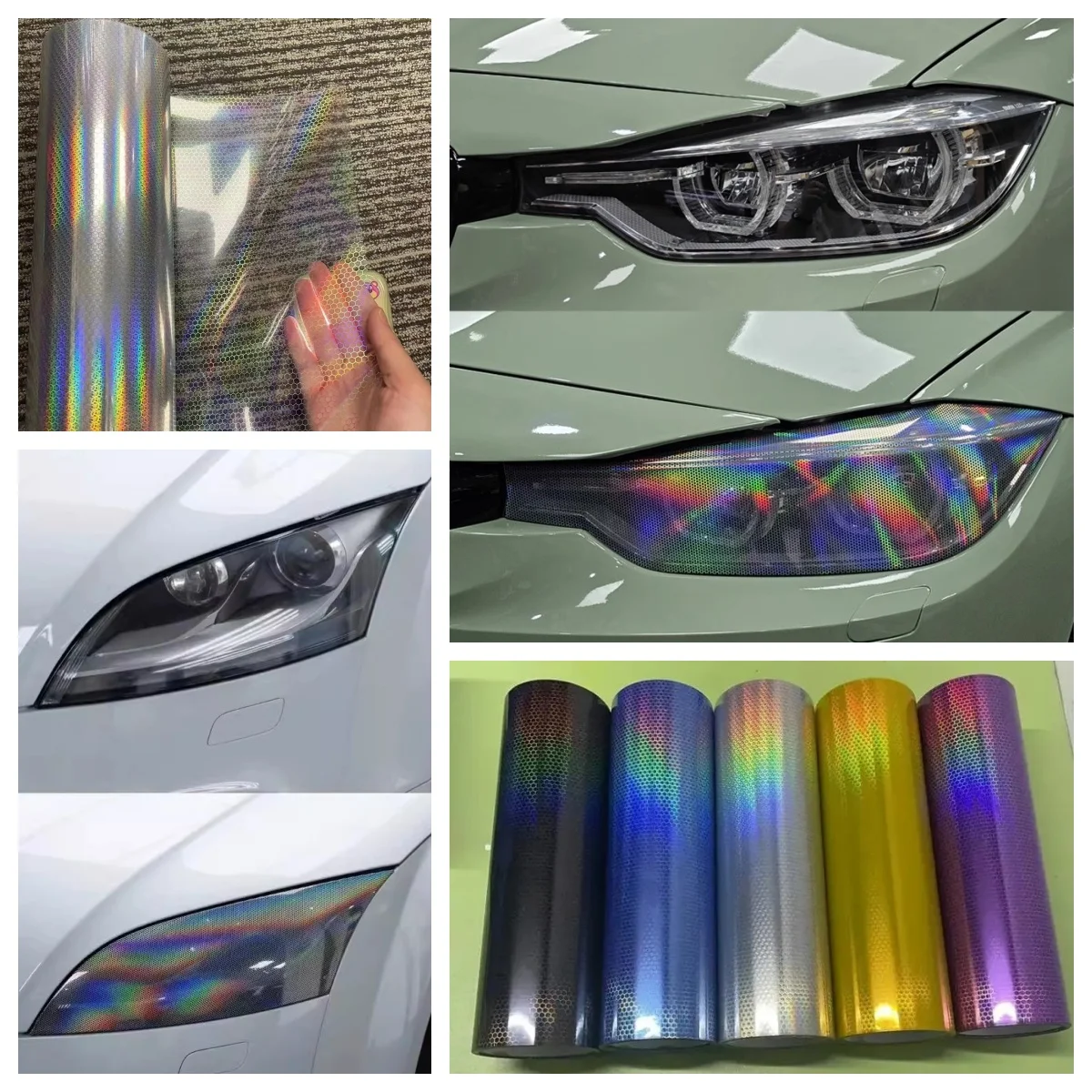 

Car motorcycle Laser Honeycomb Headlights Taillight Lamp Vinyl Wrap Headlight Tint Waterproof Film Fog Light Taillight Stickers