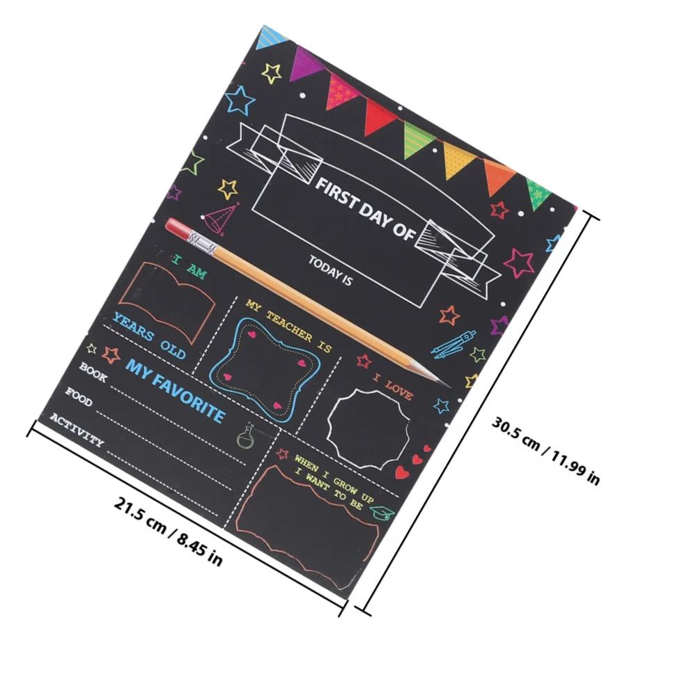 مجموعة واحدة من لافتة سبورة السبورة في اليوم الأول، مادة خشبية مزدوجة الجوانب، آمنة لتزيين الفصول الدراسية في رياض الأطفال والمدرسة المنزلية