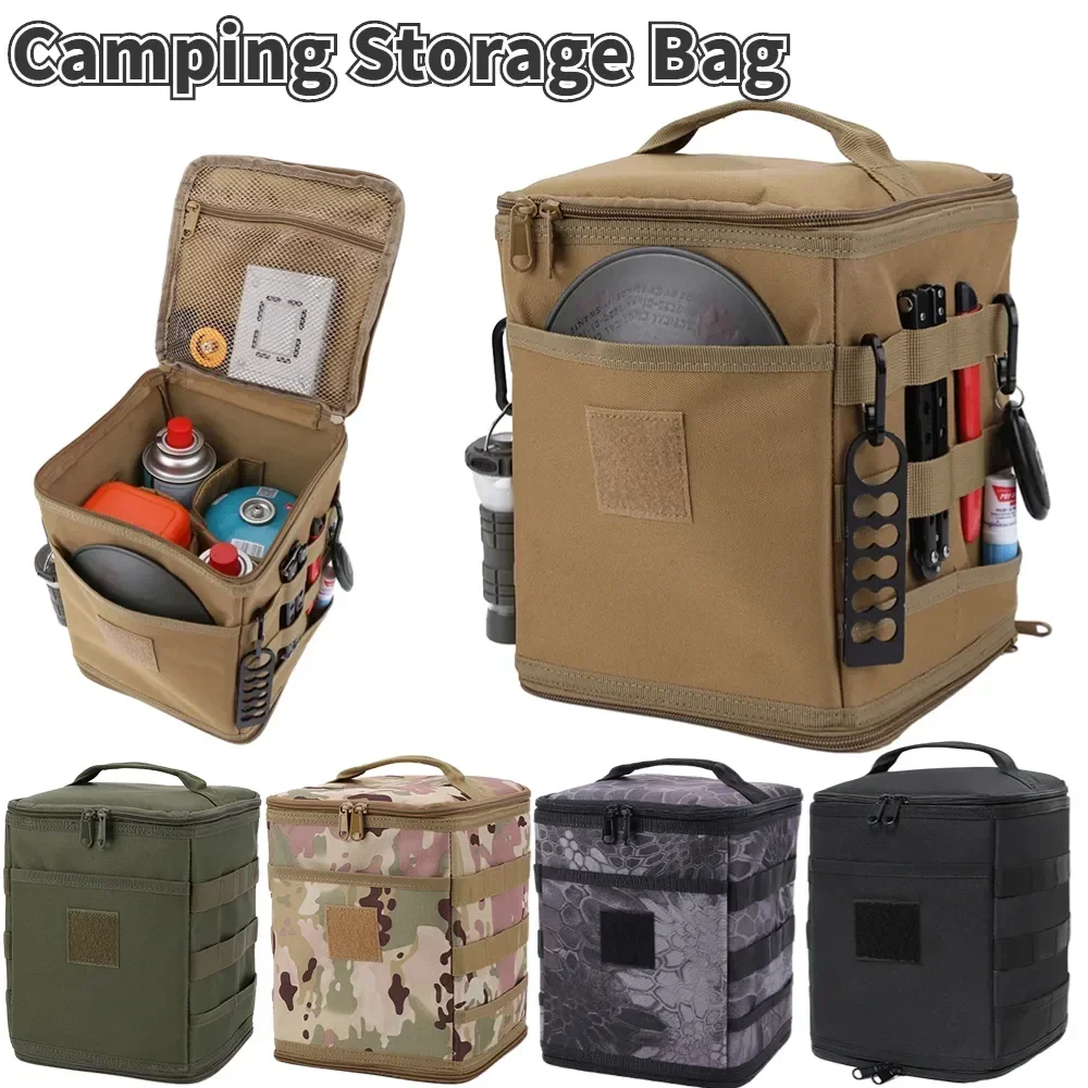 

Camping Storage Bag Picnic Basket Large Capacity Outdoor Camping Lamps Gas Stove Gas Canister Pot Carry Bag Storage Picnic Bag