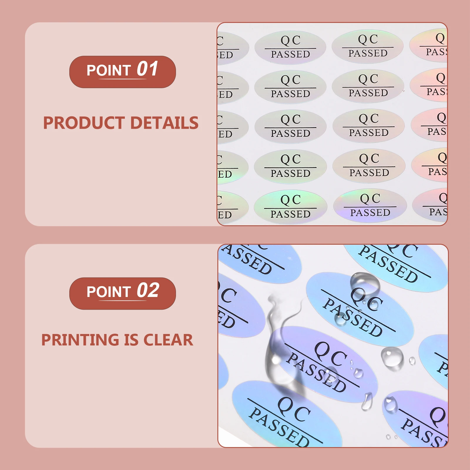 

500pcs Waterproof Labels Stickers Bright Colored Qc Passed Tags For Warehouse Shipping Quality Inspection Adhesive Testing Tags