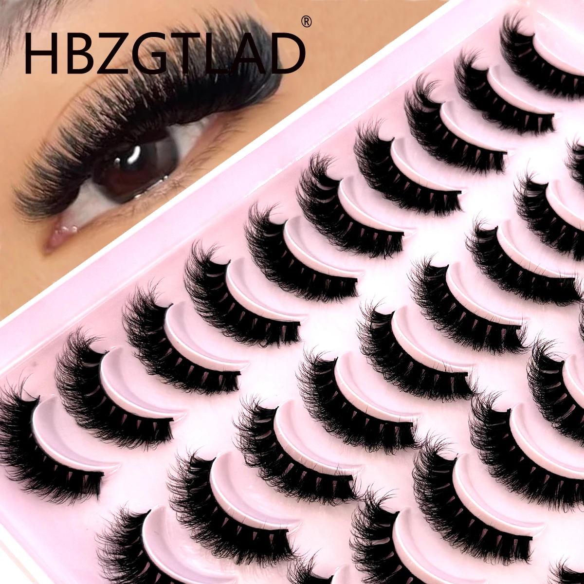 Natural Eyelashes 20 Pairs Fluffy Soft Wispy Volume Long False Eyelashes 3D Faux Mink Eyelash Cat Eye Handmade Lashes Makeup