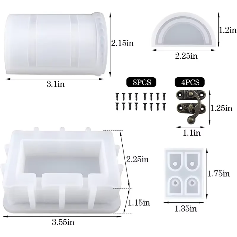 DIY Aufbewahrungsbox Silikonform-Set Schatztruhe Schmuckorganizer Harzformen Gips Ton Bastelbedarf für Heimdekoration – Detail 6
