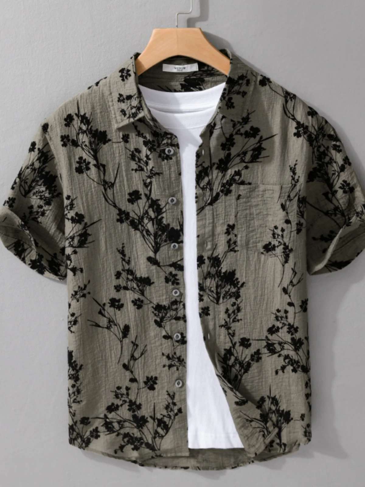 

Мужская рубашка с коротким рукавом и цветочной вышивкой, летняя, повседневная, свободного кроя, дышащая, молодежная, модная, для ежедневной носки