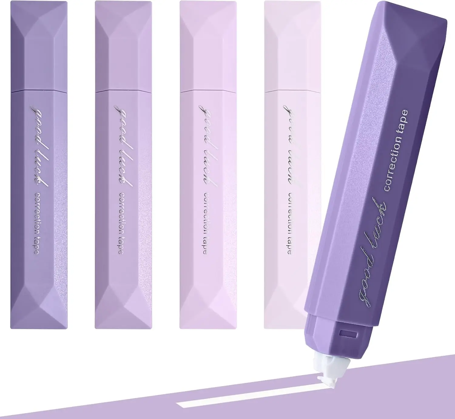 

Набор из 5 белых корректирующих лент с аппликатором в форме ручки, с плавным выдвижением, для школы и офиса (фиолетовый)
