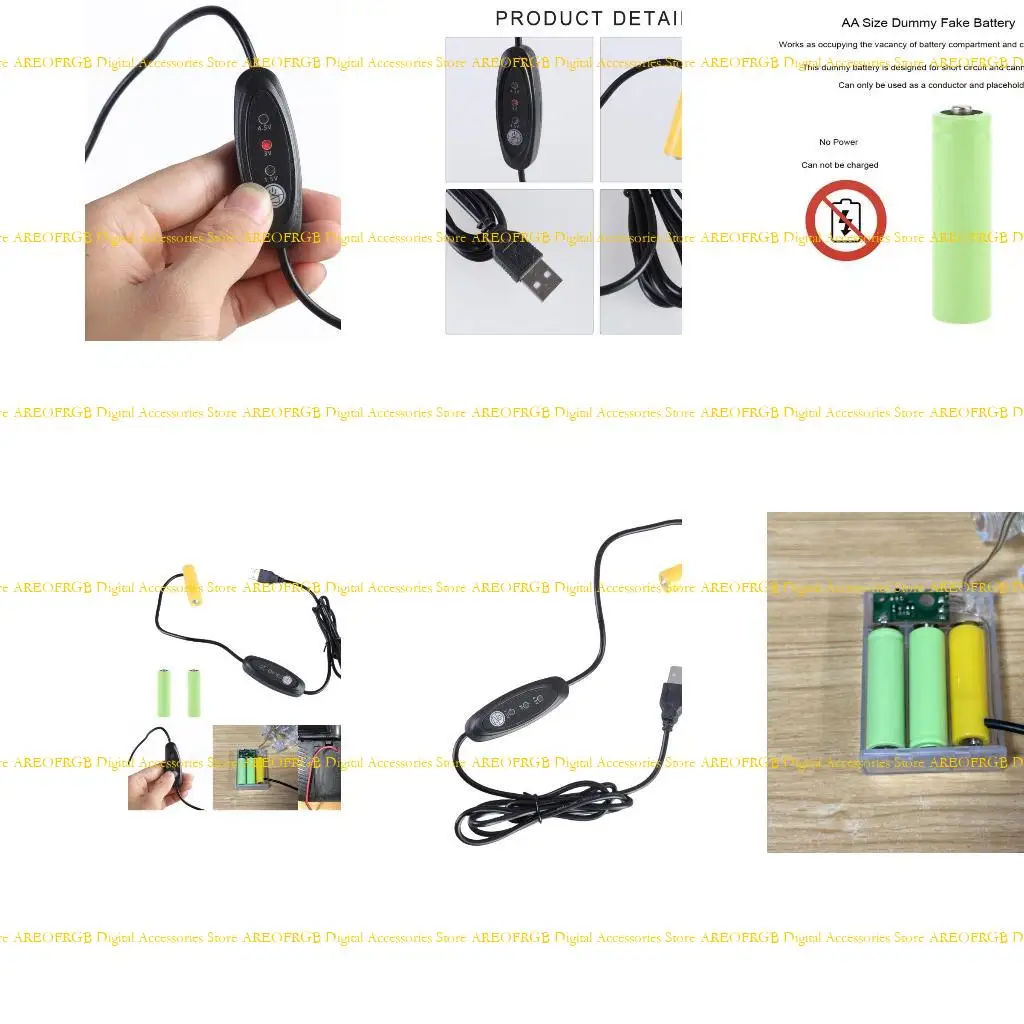 

E21E USB 5V2A Power Supply Adapter Cable Wire Cord Replace for 1 to 3pcs 1.5V AA LR6