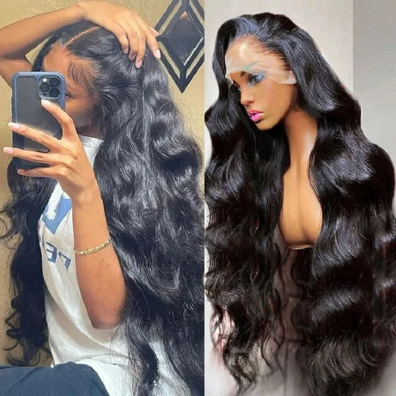 

13x4 Transparent Lace Frontal Remy Pre Plucked Bleached Knots Brazilian Wigs For Women Human Hair Wigs Body Wave Wig 200 Density