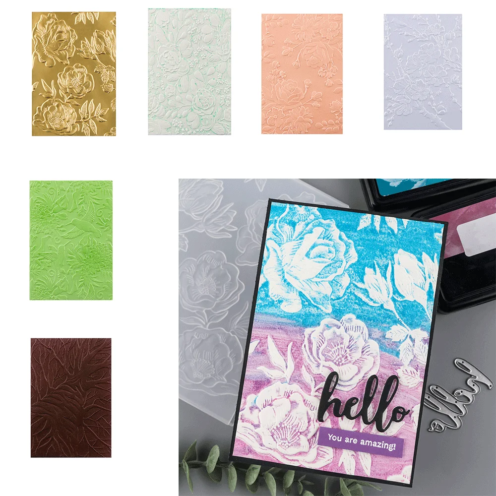 

3D Embossed Relief Folder Flower Bird Pattern Plastic Embossing Folders For Card Making Scrapbooking And Other Paper Crafts
