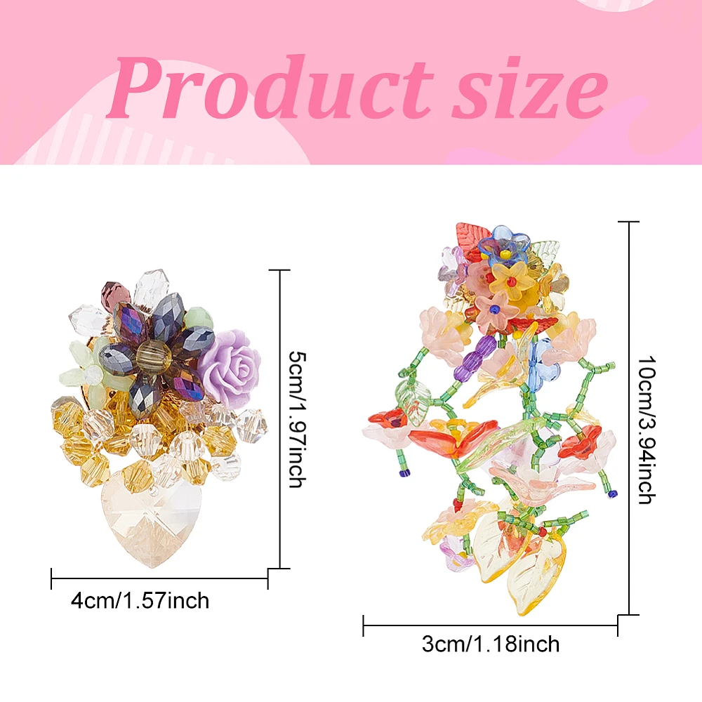 2 Pairs Acrylic Tassel Earrings for Women Resin Cluster Stud Earrings Colorful Leaf Flower Earring Exaggerated Bead Rainbow