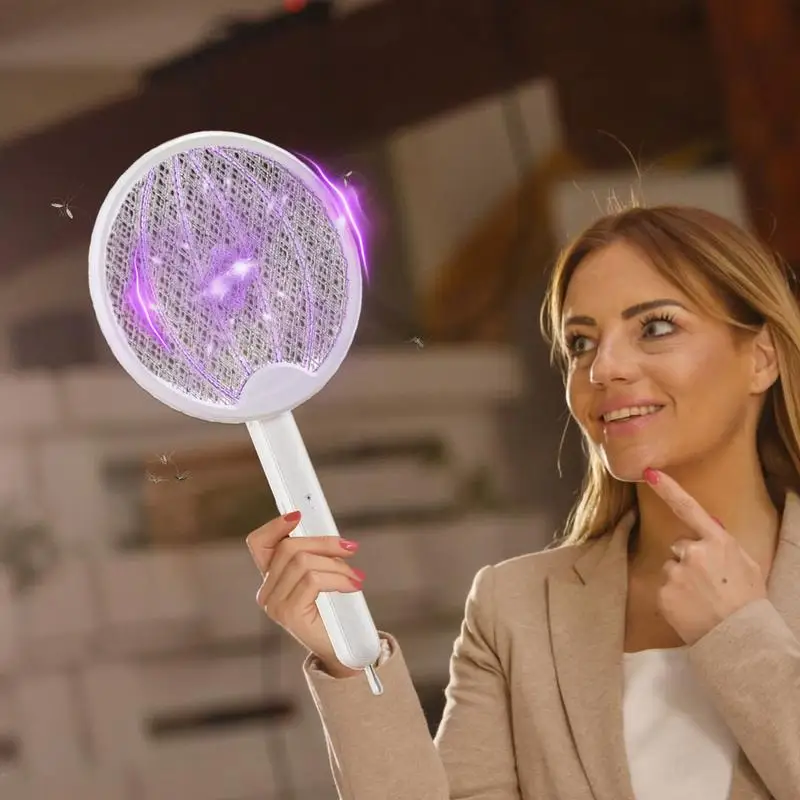 Electric Fly Swatter Racket Rechargeable Handheld Fly Swatter Racket Portable Home Handheld Animal Zapper Light For Patio Garden