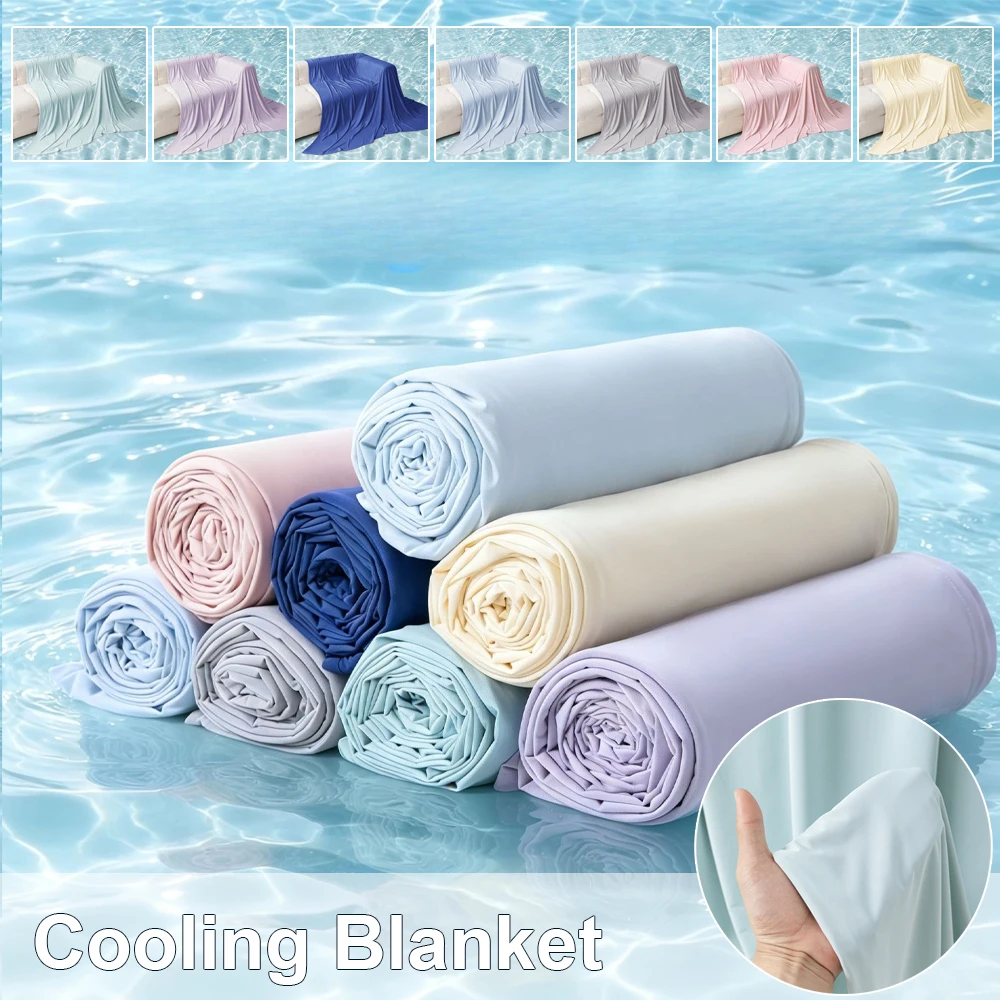 

Summer Ice Silk Cooling Blanket Machine Washable Quilt Queen Size for Hot Sleepers Air Conditioner Blanket for Bed Couch Travel