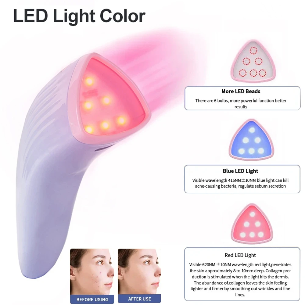 Led Red & Blue Acne Spot Treatment  RF Beauty Device Equipment Wand Massager Face Light Therapy Machine RF UV Facial