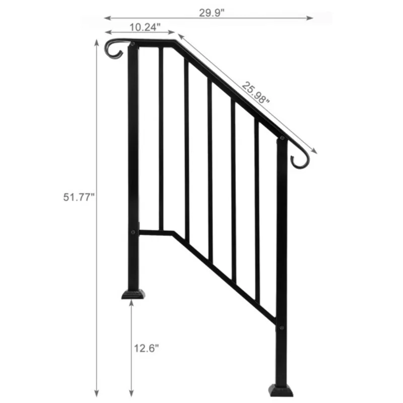 Handrails for Outdoor Steps Fit 2 Steps Outdoor Stair Railing  Porch Railing Transitional Handrails Concrete Steps durability