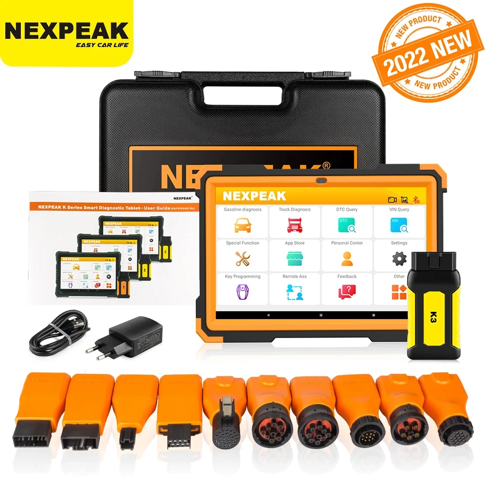 

2024 NEXPEAK K3 Full System Scanner Car/Heavy Duty Diagnostic Tool 18 Special Functions ABS Airbag EPB DPF Cluster Calibration