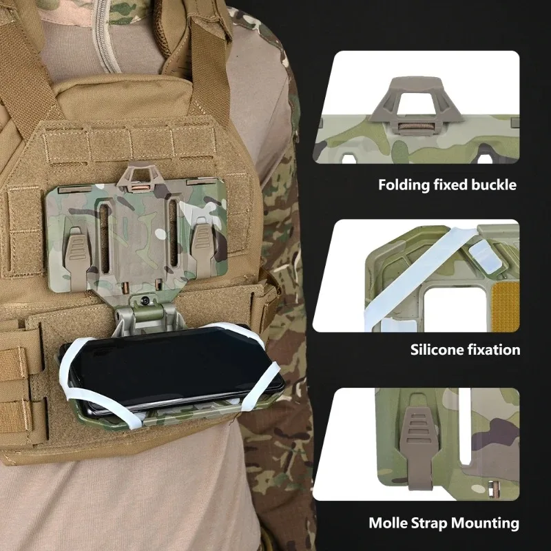 Tactics Cell Phone Holder Admin Pouch Map Navigation Pouch Molle Hunting Vest Chest Accessories Fold Smartphone Pouch