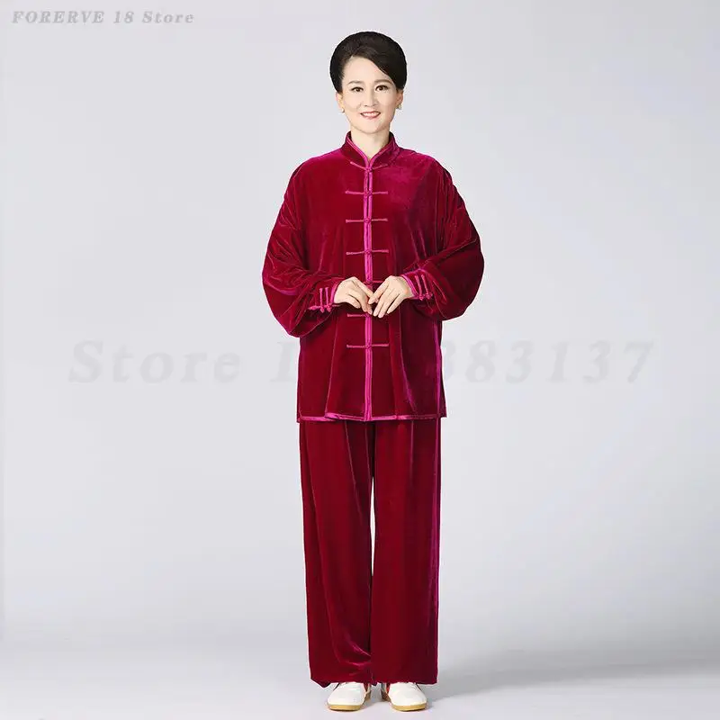 Abito tradizionale cinese Tang Tai Chi Abbigliamento Autunno Inverno Velluto caldo Kung Fu Uniforme Retro Orientale Unisex Loungewear 3XL