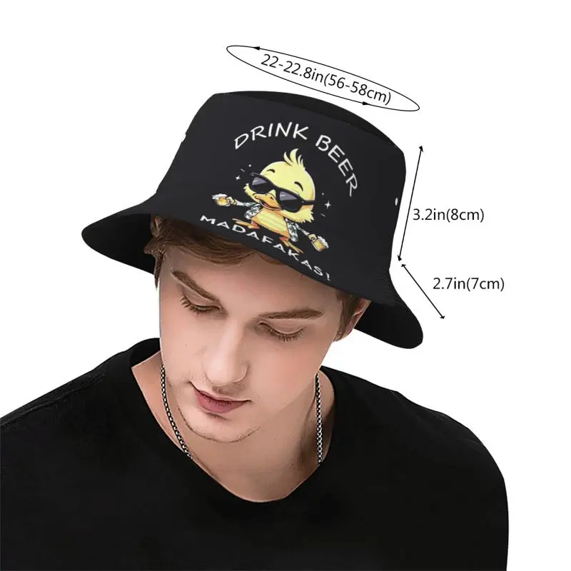 Drinking beer is fun duck Sunscreen hat fashionable printed bucket hat men's and women's fisherman hat, women's casual basin hat