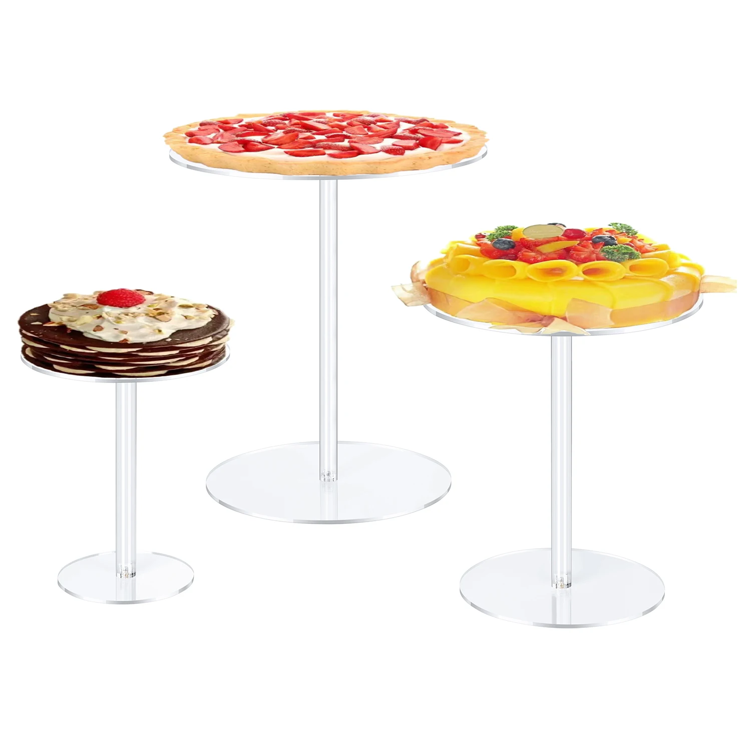 Round Pedestal Riser Stands Clear Acrylic Jewelry/Watch Display Storage Rack For Wedding  Decoration