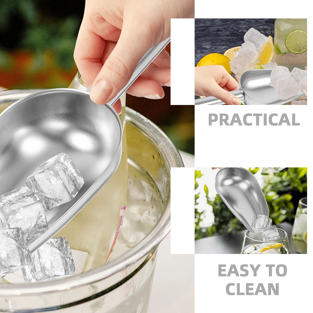 

Ice Cube Shovel Stainless Steel Kitchen Scoop for Rice Flour Beans Pet Food Dried Fruits Candy Ergonomic Design Smooth Surface