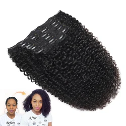 Kinky Curly Clip in Hair Extensions Human Hair 3C 4A Kinky Curly Hair Extensions Clip Ins for Black Women Add Volume 7Pcs/Set