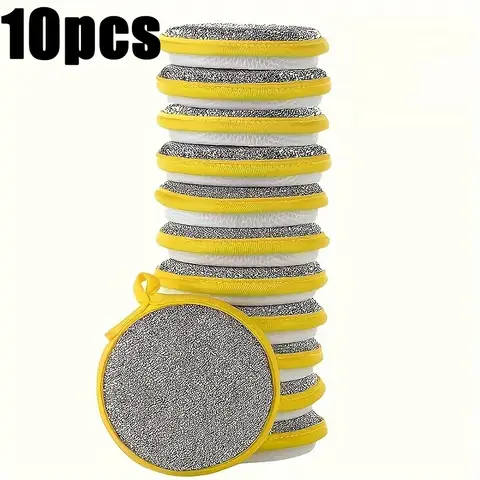 दोहरे तरफा गोल स्पंज कपड़े - रसोई, बर्तन, काउंटरटॉप्स के लिए शोषक डिश स्पंज, जल्दी सूखने वाले और पुन: प्रयोज्य (पीला/G 10 best sales स्पंज - №3