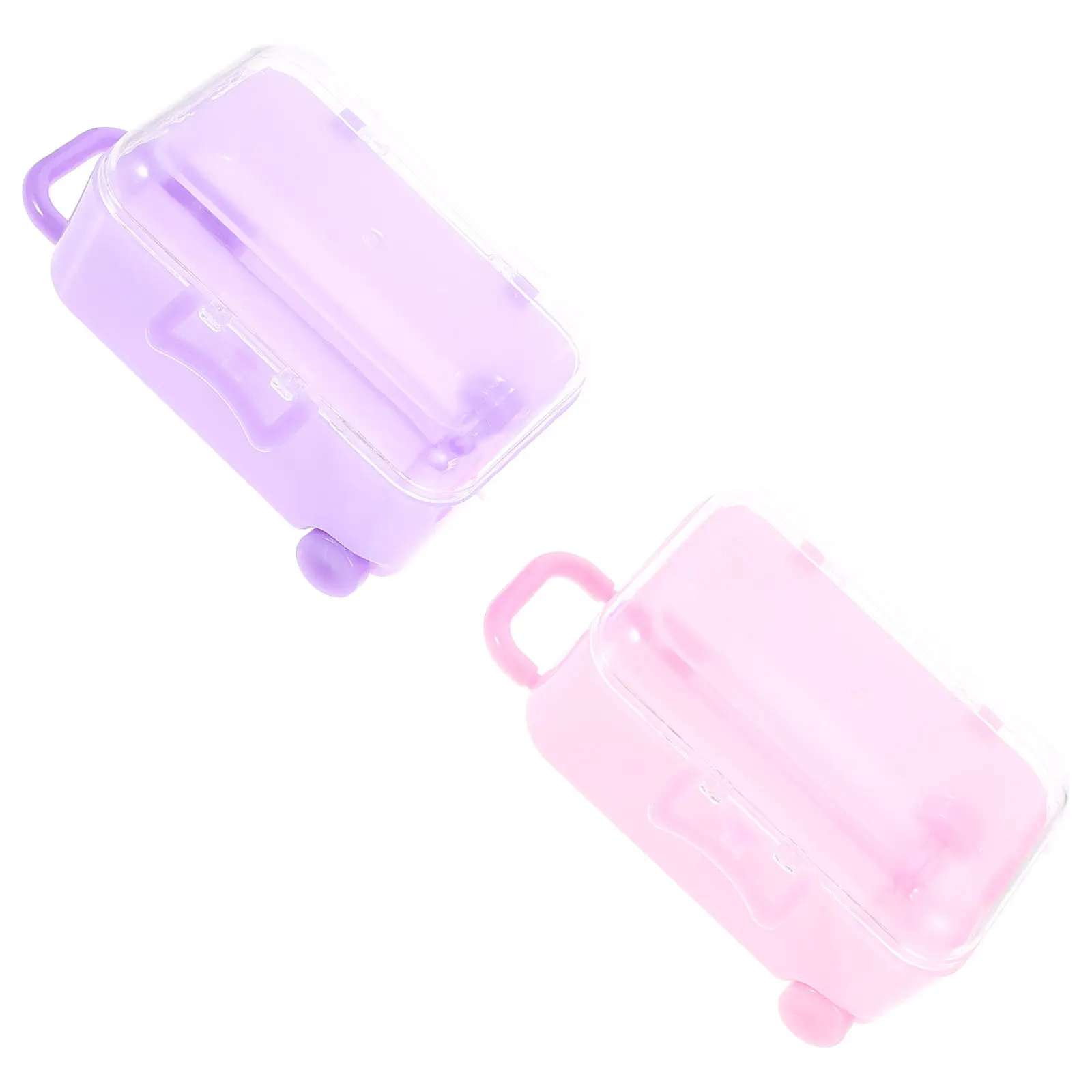 

2Pcs Baby Luggage Case Mini Suitcase Plastic Carrier Adornment Storage Case for Kids Playing Suitcase Model Mini Adornment